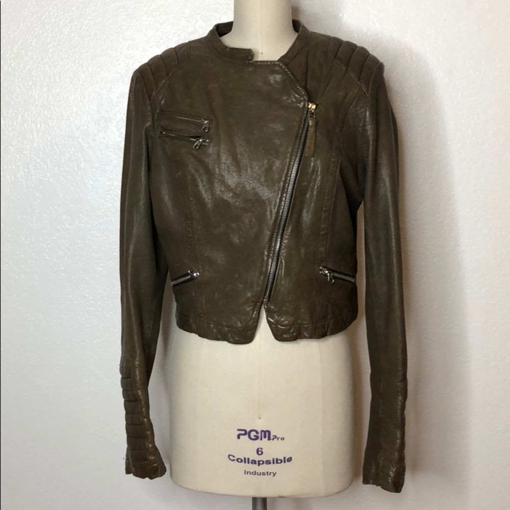 Mackage leather motorcycle distressed jacket L